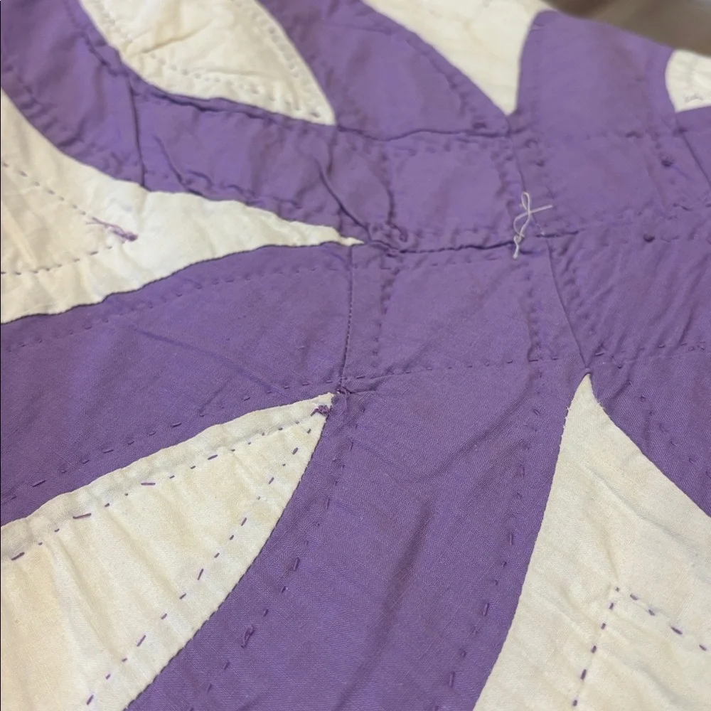 Antique Purple and White Double Wedding Ring Quilt